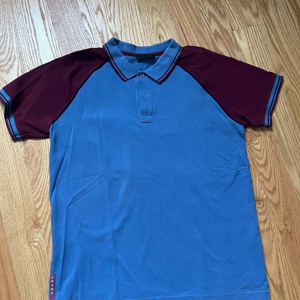 Prada Blue and Maroon Polo Shirt